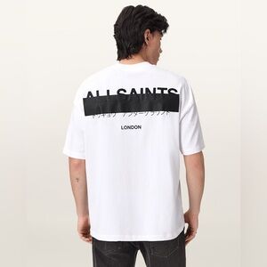 ALL SAINTS Redact White Embroidered Tee